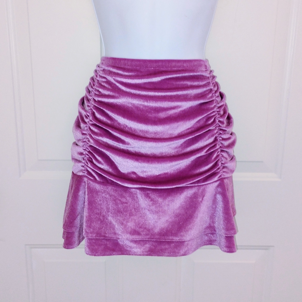 Wild Fable Purple Velvet Ruched Mini Skirt